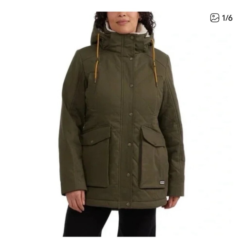 Hunter Quilted Parka with Sherpa Lining - Olive